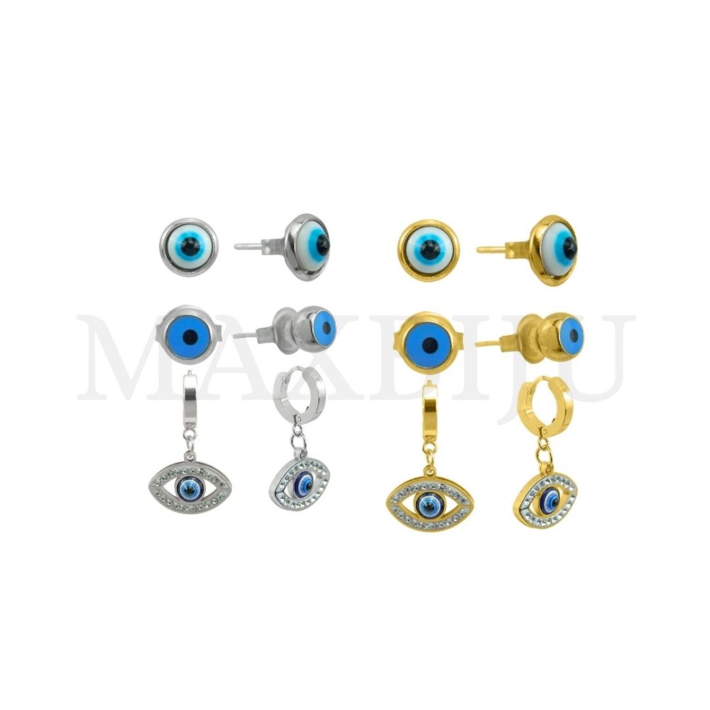 Set of Three Stainless Steel Earrings