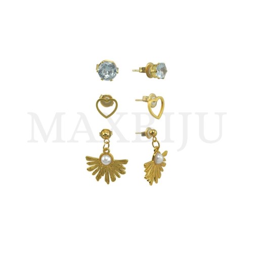Set of Three Stainless Steel Earrings