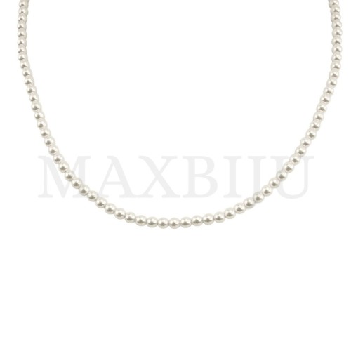 Pearl Necklace with Steel Clasp - 45cm