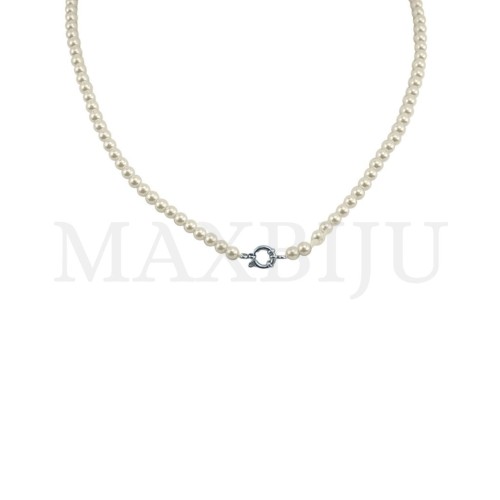 Pearl Necklace with Steel Clasp - 45cm