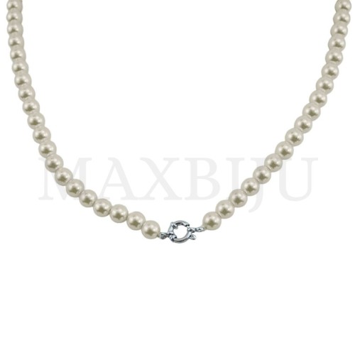 Pearl Necklace with Steel Clasp - 45cm
