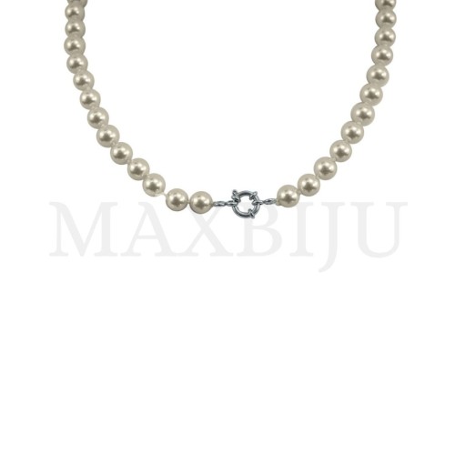 Pearl Necklace with Steel Clasp - 45cm