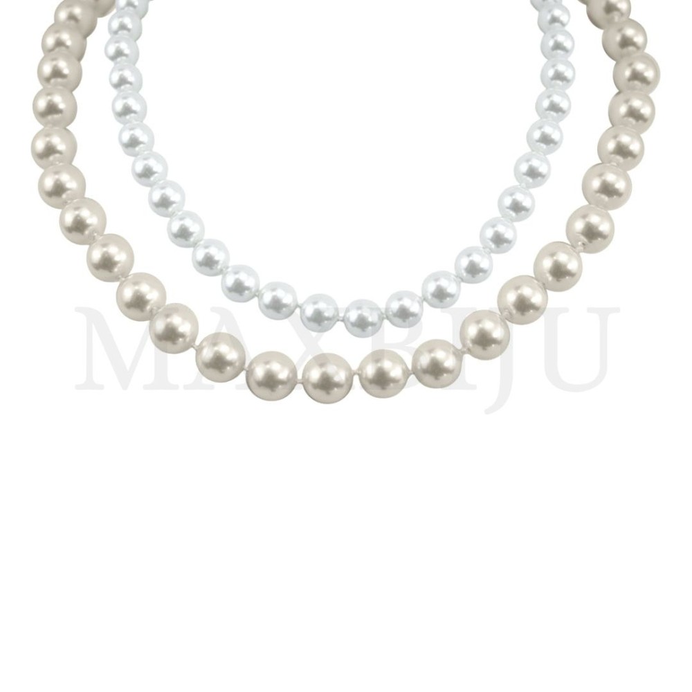 Pearl Necklace with Steel Clasp - 45cm
