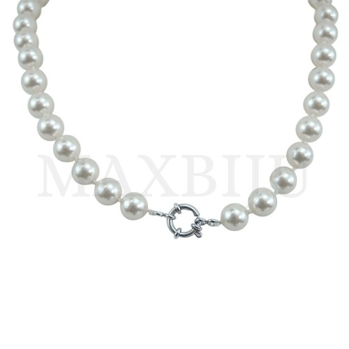 Pearl Necklace with Steel Clasp - 45cm