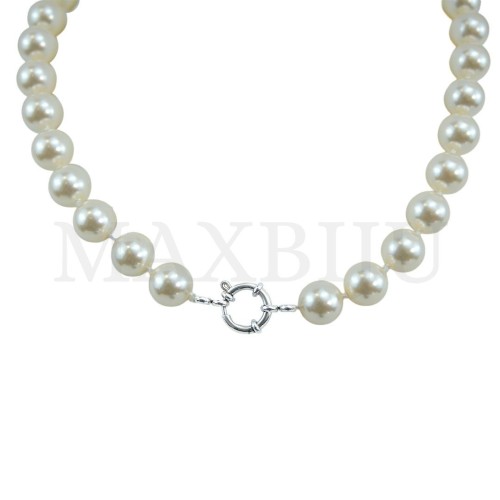 Pearl Necklace with Steel Clasp - 45cm