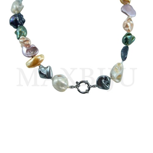Pearl Necklace with Steel Clasp - 45cm