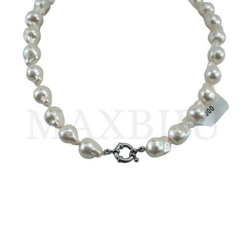Pearl Necklace with Steel Clasp - 45cm