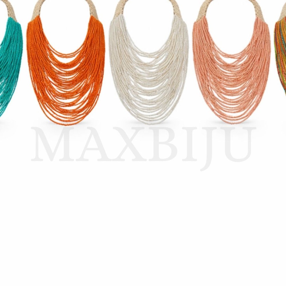 Multi-strand Necklace with Resin Beads - 40cm