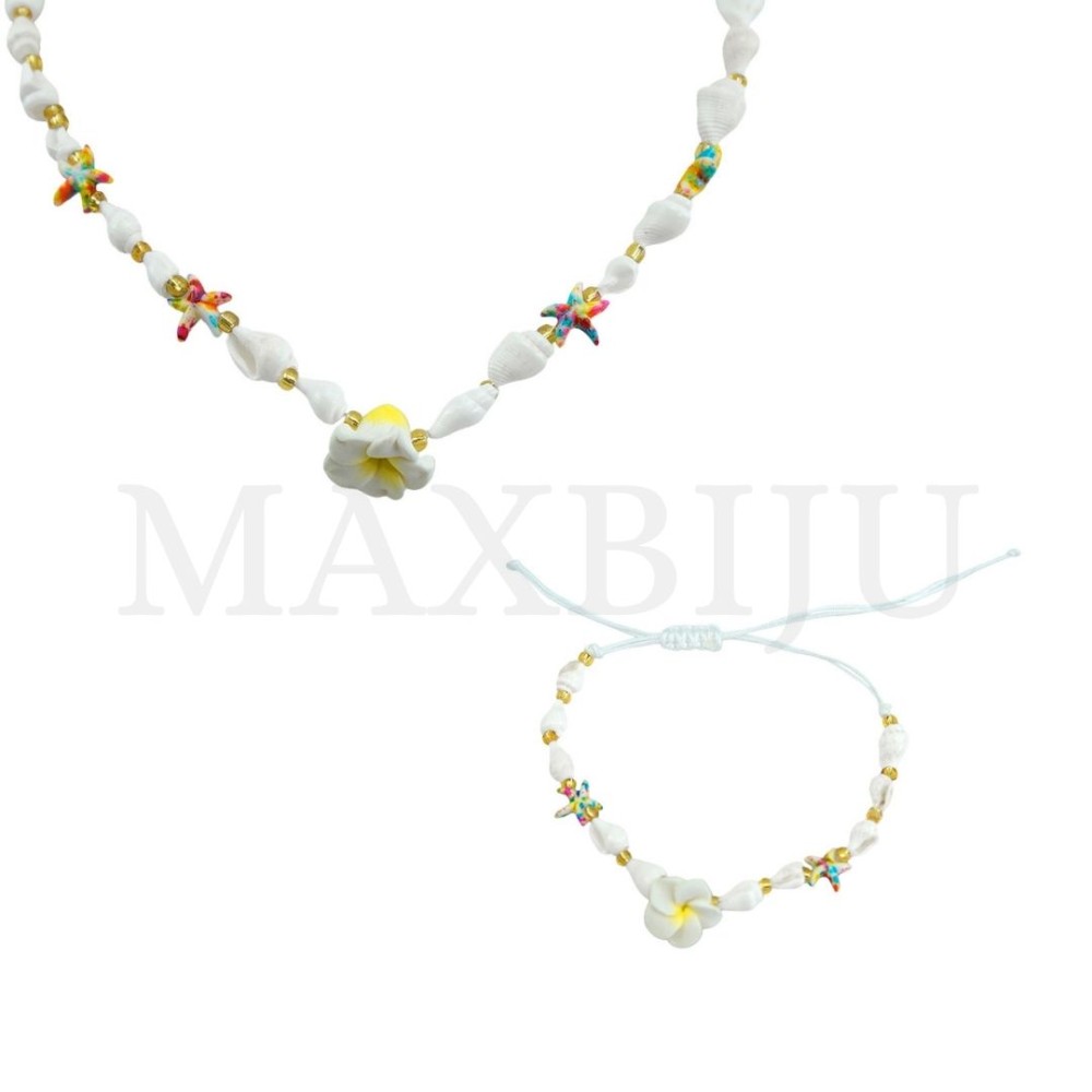 Adjustable Shell Necklace and Bracelet Set