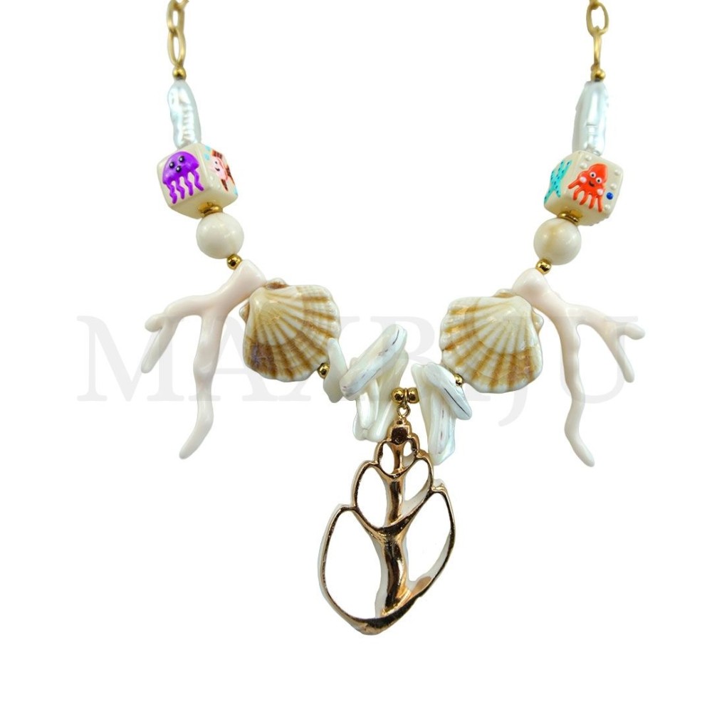 Stainless Steel Necklace with Resin Pendant - 45cm
