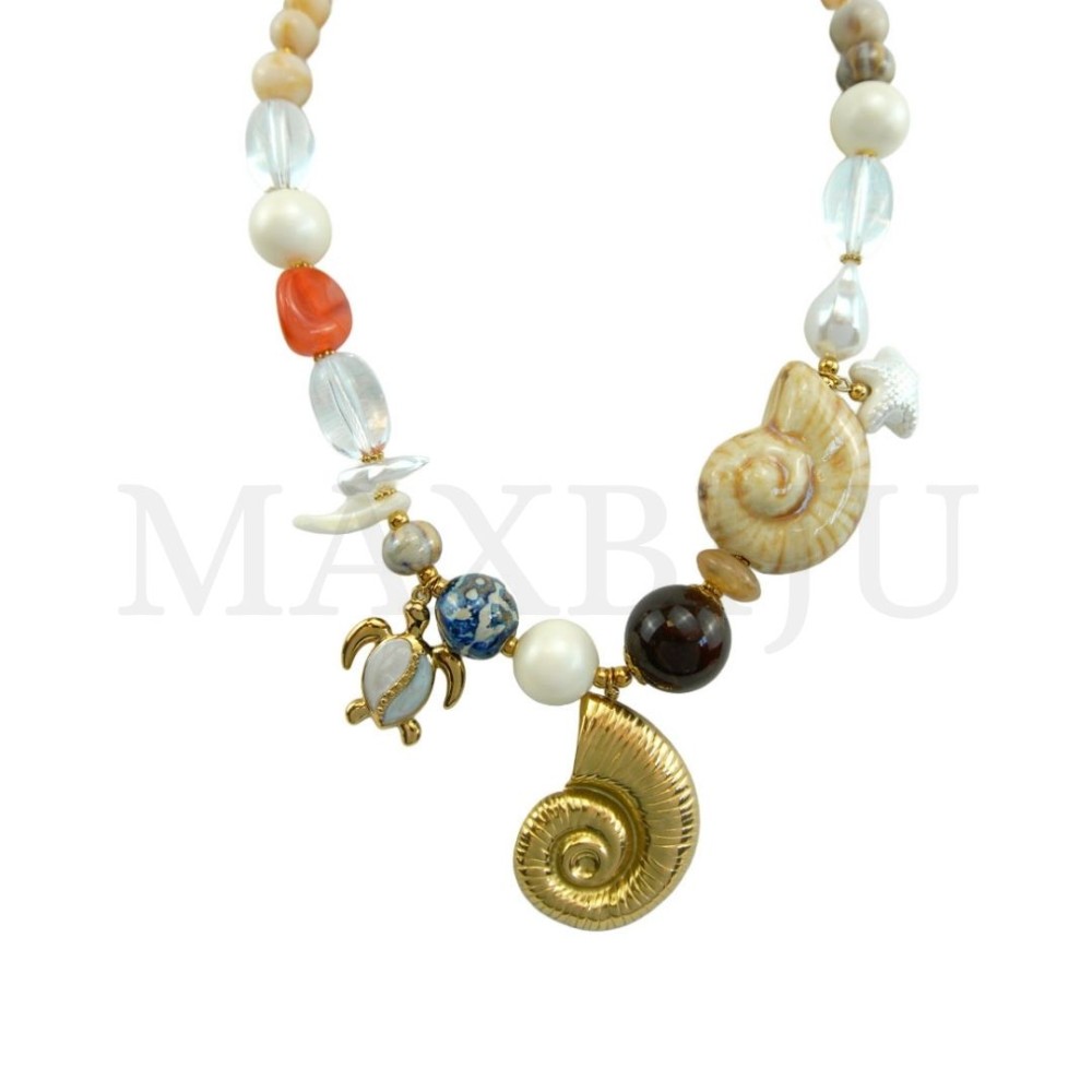 Stainless Steel Necklace with Resin and Steel Pendant - 45cm
