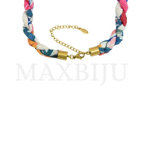 Fabric Necklace with Clasp and Stainless Steel Starfish Pendant  – 50cm