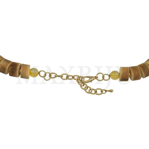 Resin and Wood Necklace with a Metal Centrepiece - 50cm