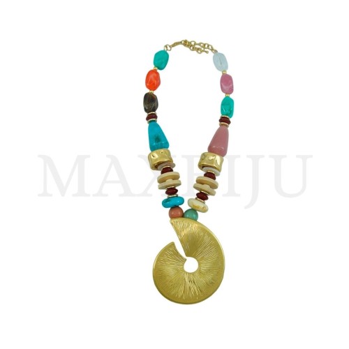Resin and Metal Necklace - 50cm