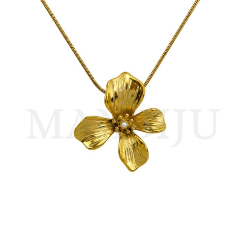 Stainless Steel Necklace - Flower 45cm.