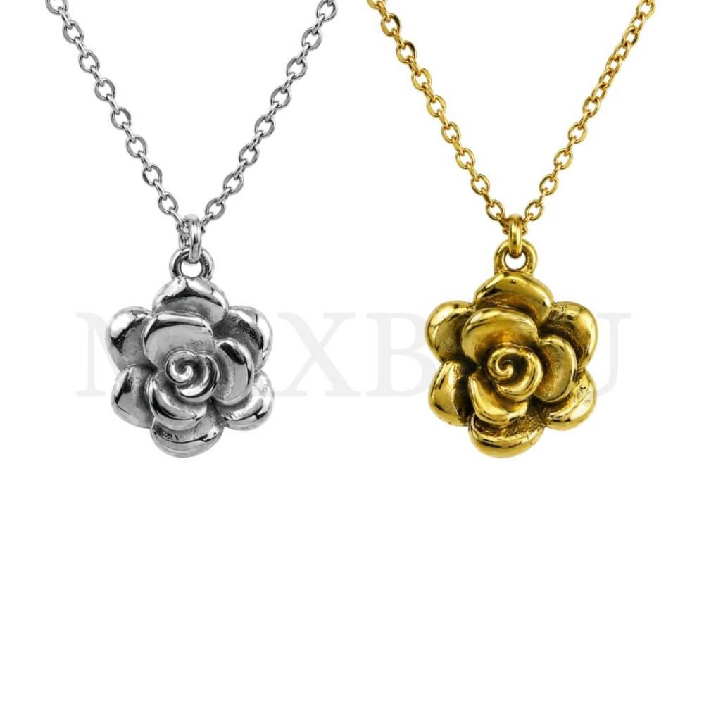 Stainless Steel Necklace - Flower 45cm.