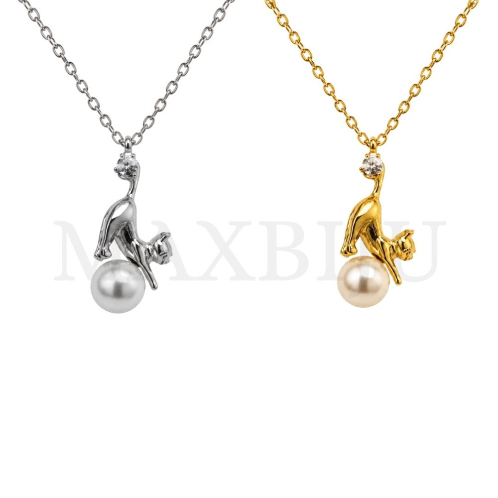 Stainless Steel Necklace - Cat, 45cm.