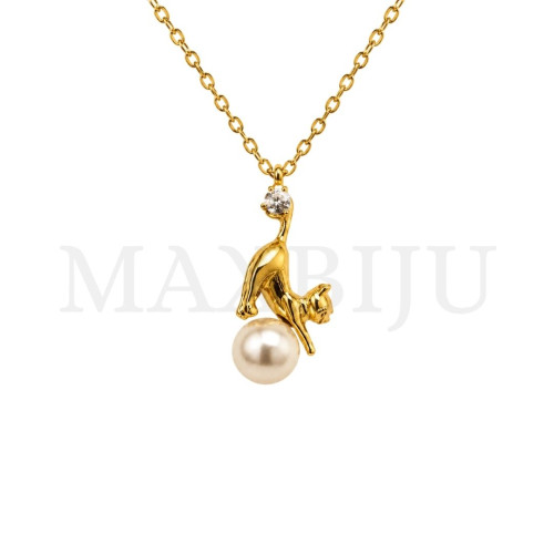 Stainless Steel Necklace - Cat, 45cm.