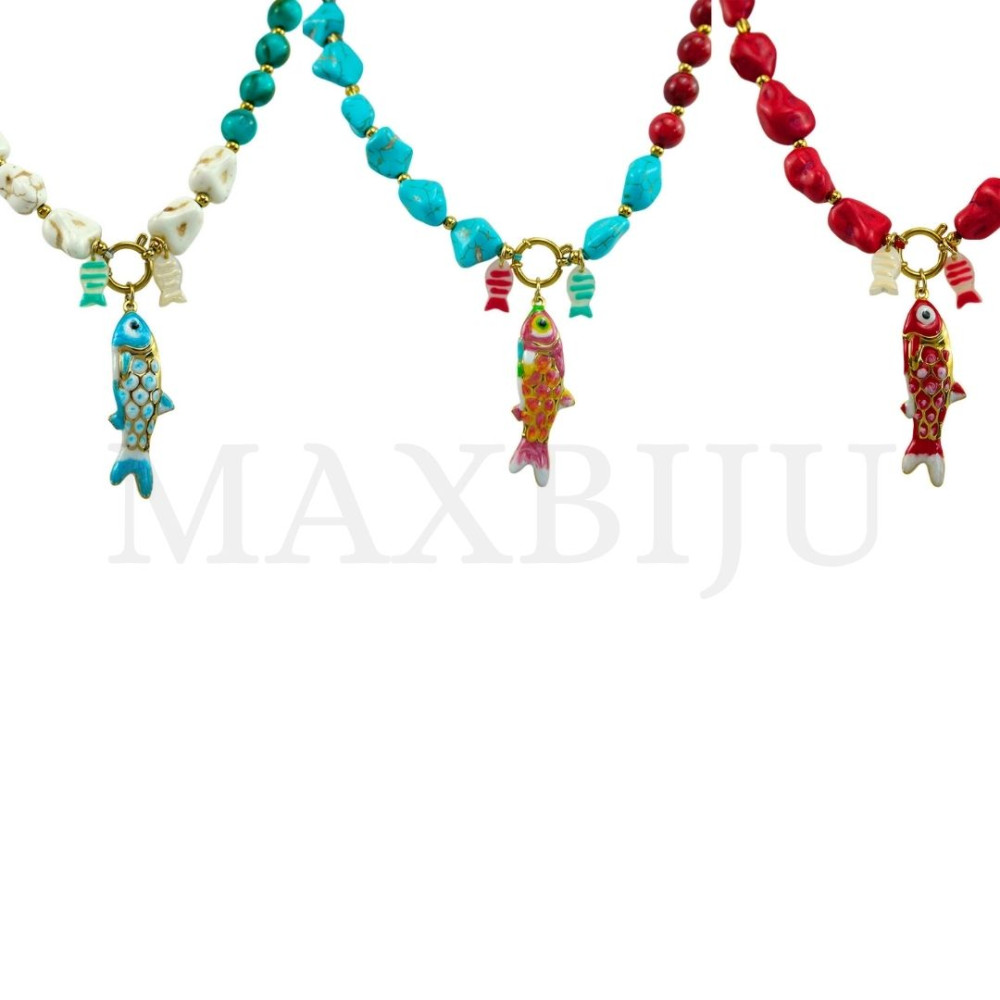 Stainless Steel Necklace With Stones - 45cm