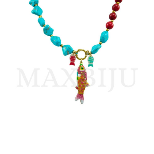Stainless Steel Necklace With Stones - 45cm