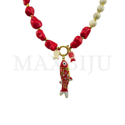 Stainless Steel Necklace With Stones - 45cm