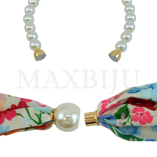Scarf and Pearl Necklace - 45cm.