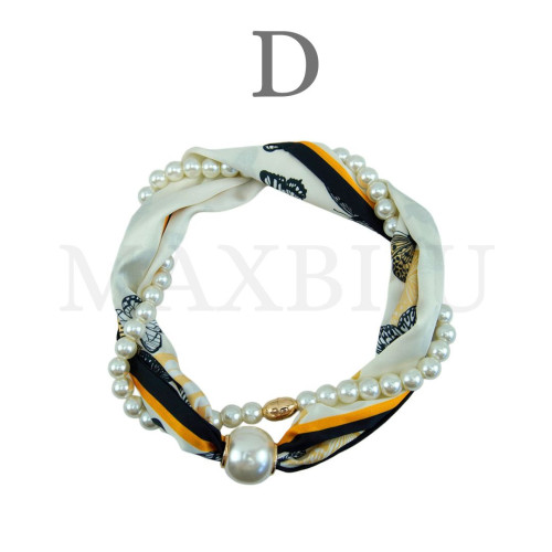 Scarf and Pearl Necklace - 45cm.