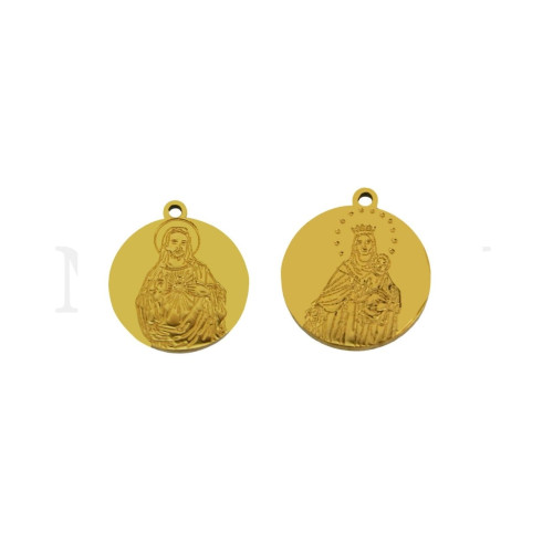 Stainless Steel Pendant – Jesus and the Virgin Mary, 12mm.
