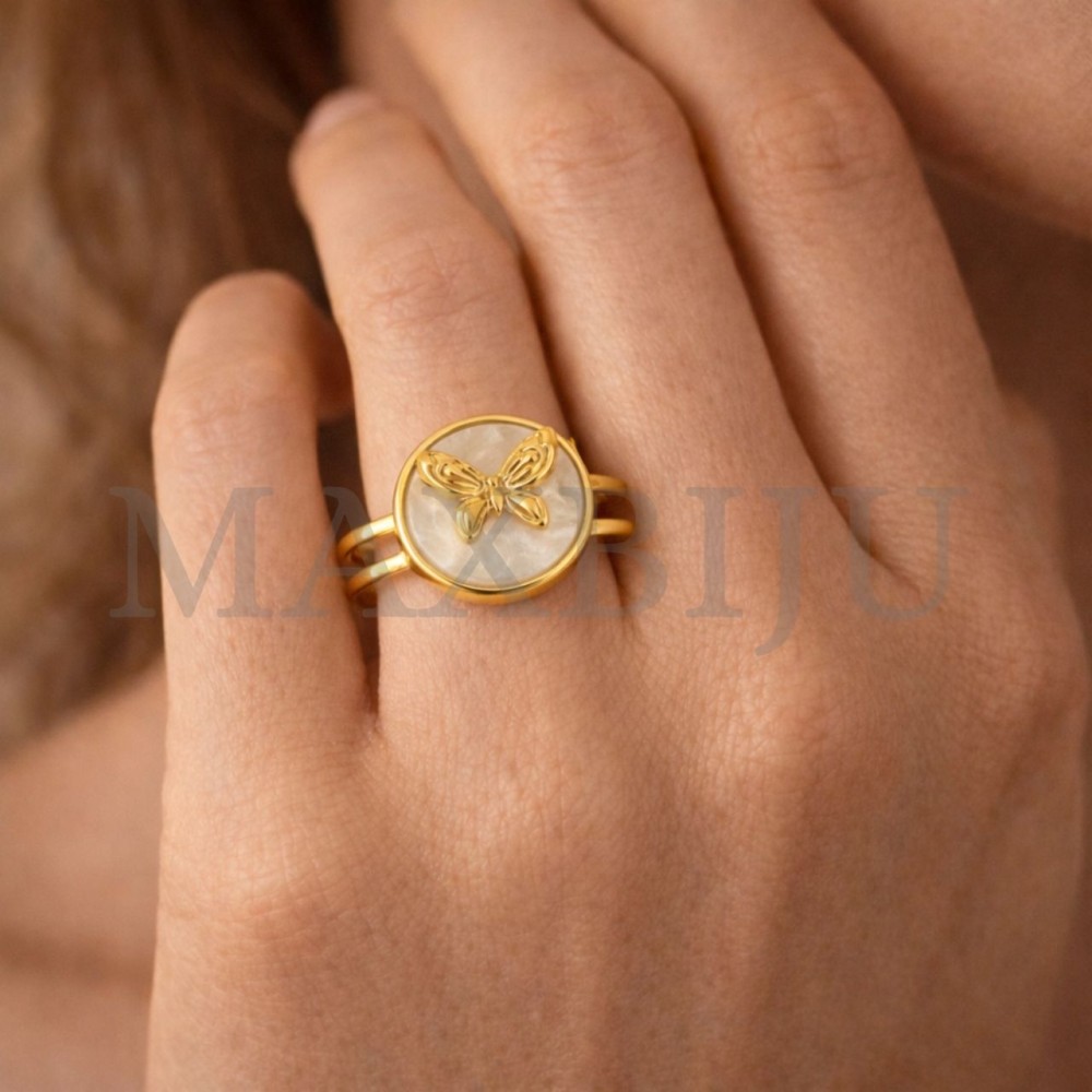 Stainles Steel Adjustable Ring with Swivel Pendant-18mm