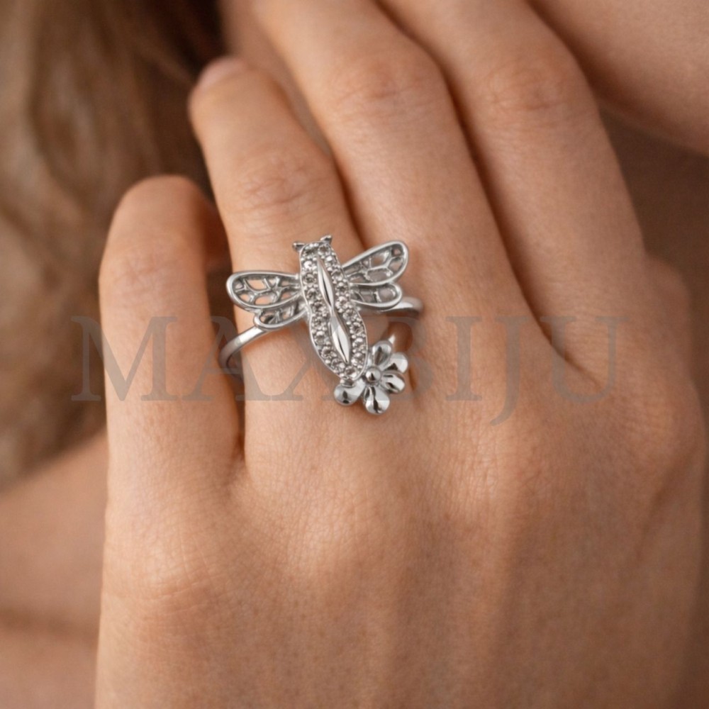 Stainles Steel Adjustable Ring with Swivel Pendant