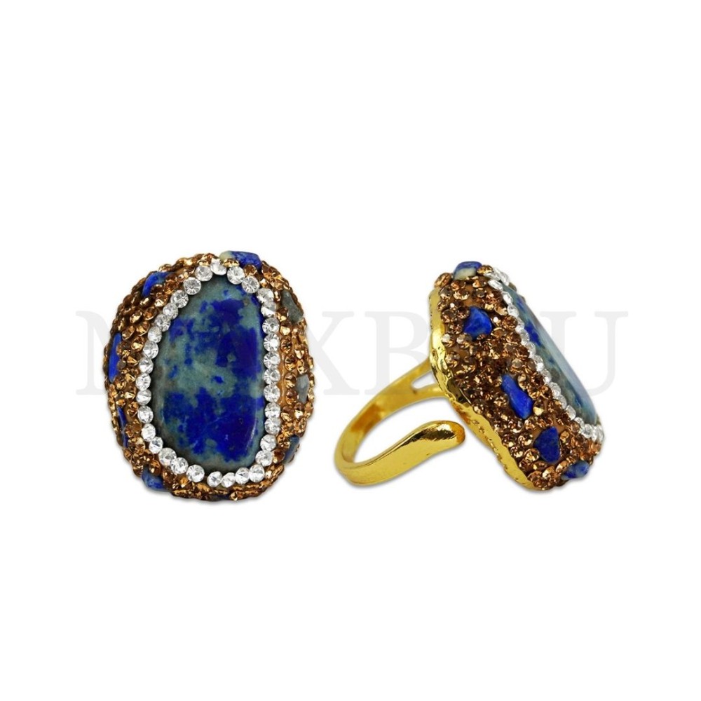 Adjustable Metal Rings with Natural Stone