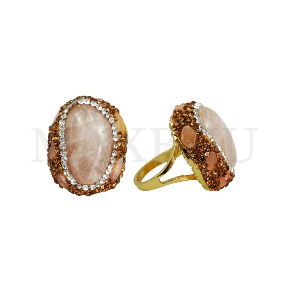 Adjustable Metal Rings with Natural Stone