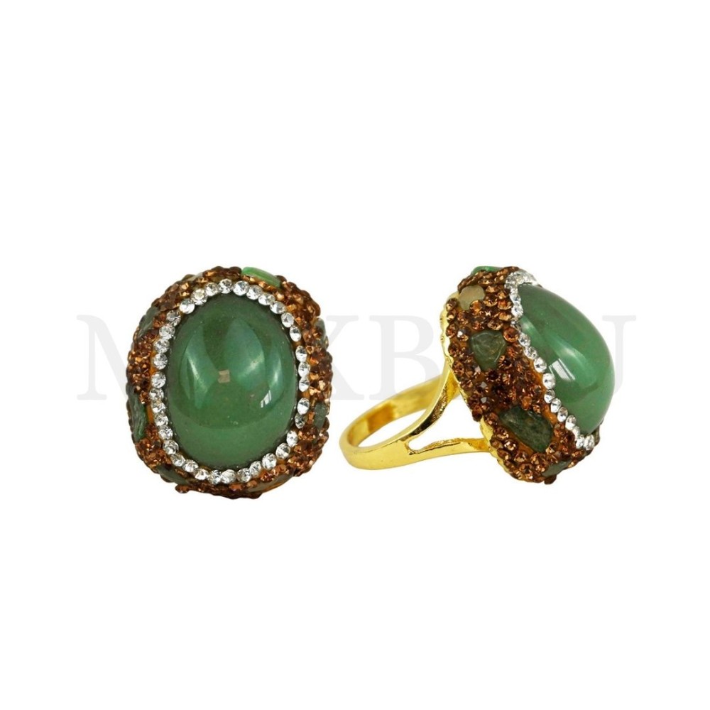 Adjustable Metal Rings with Natural Stone