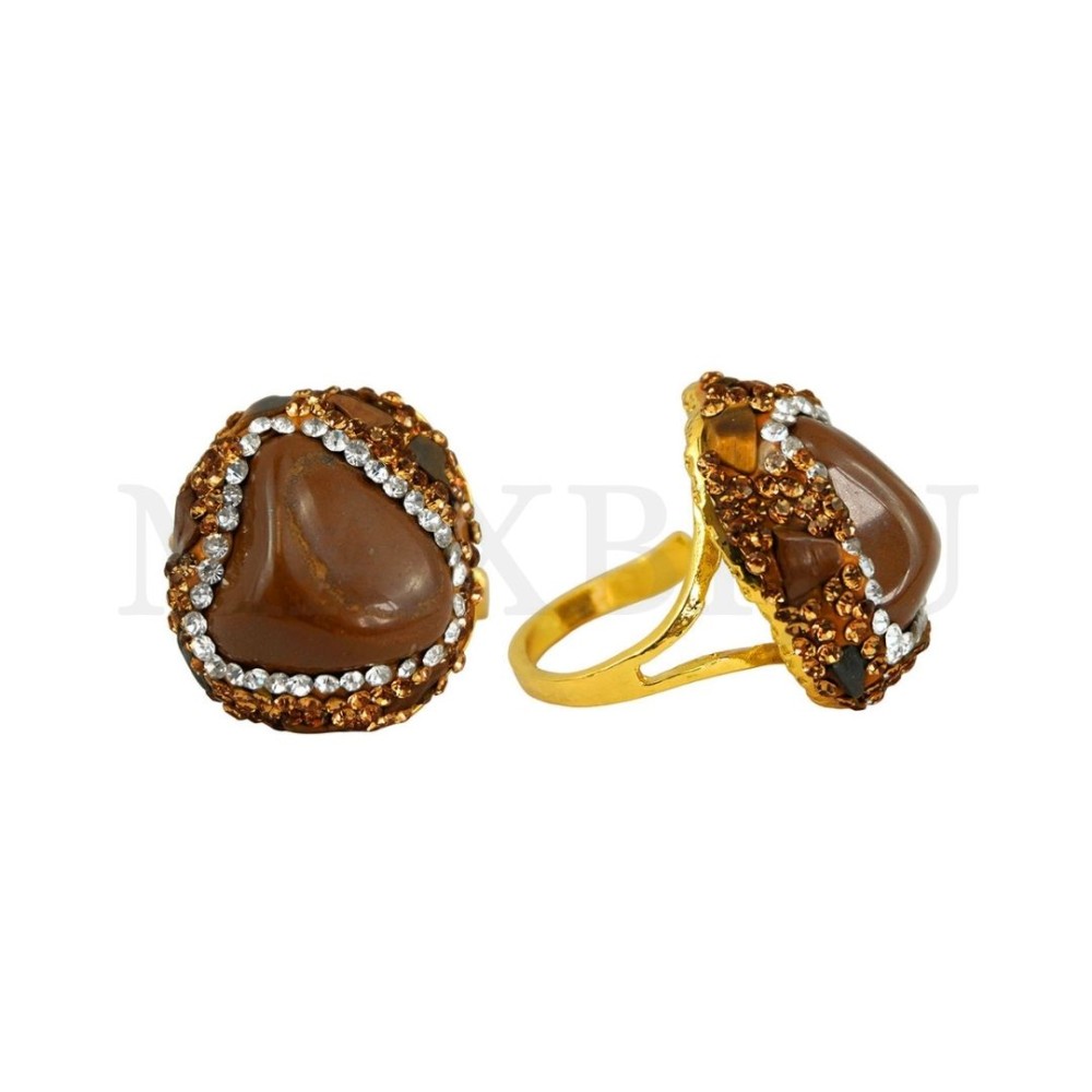 Adjustable Metal Rings with Natural Stone