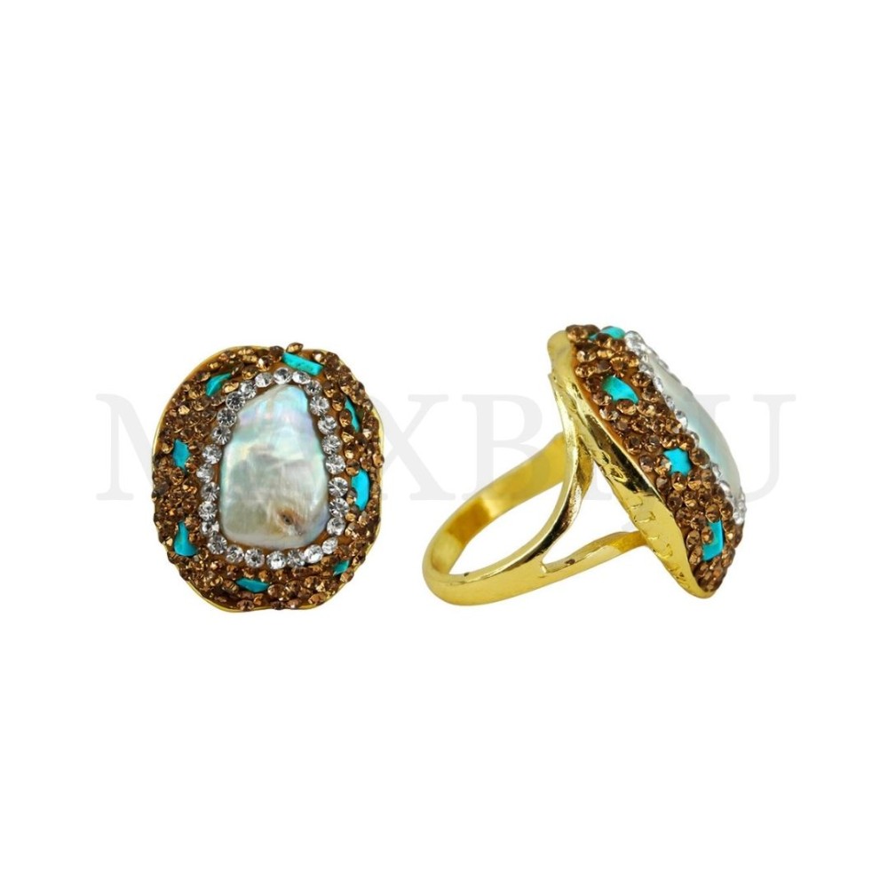 Adjustable Metal Rings with Natural Stone