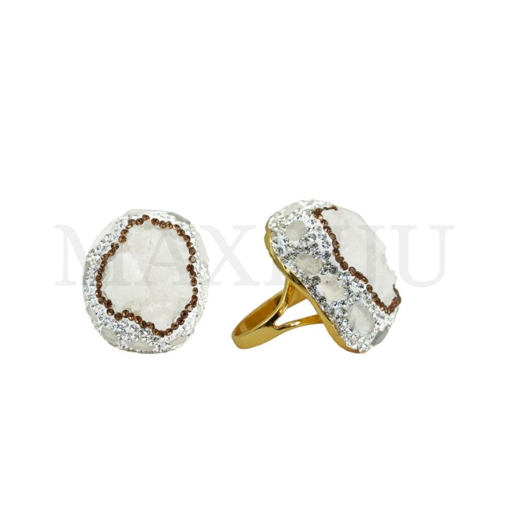 Adjustable Metal Rings with Natural Stone