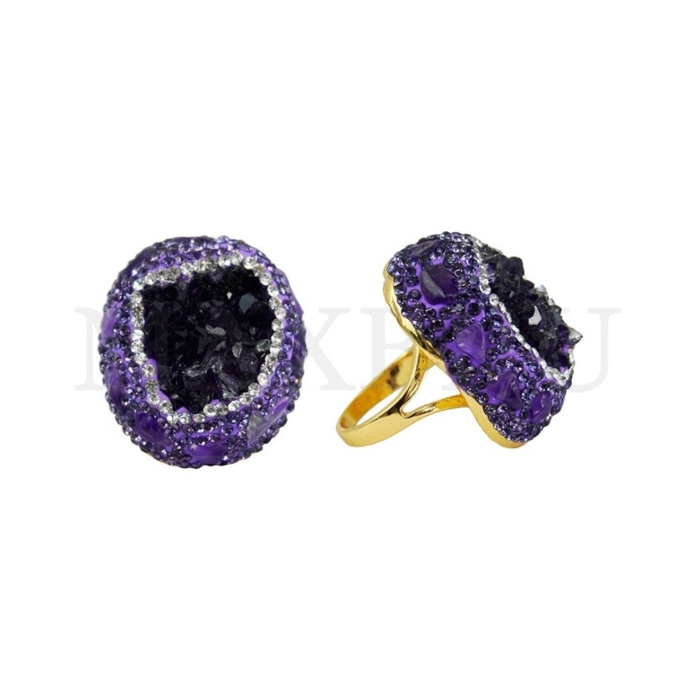 Adjustable Metal Rings with Natural Stone