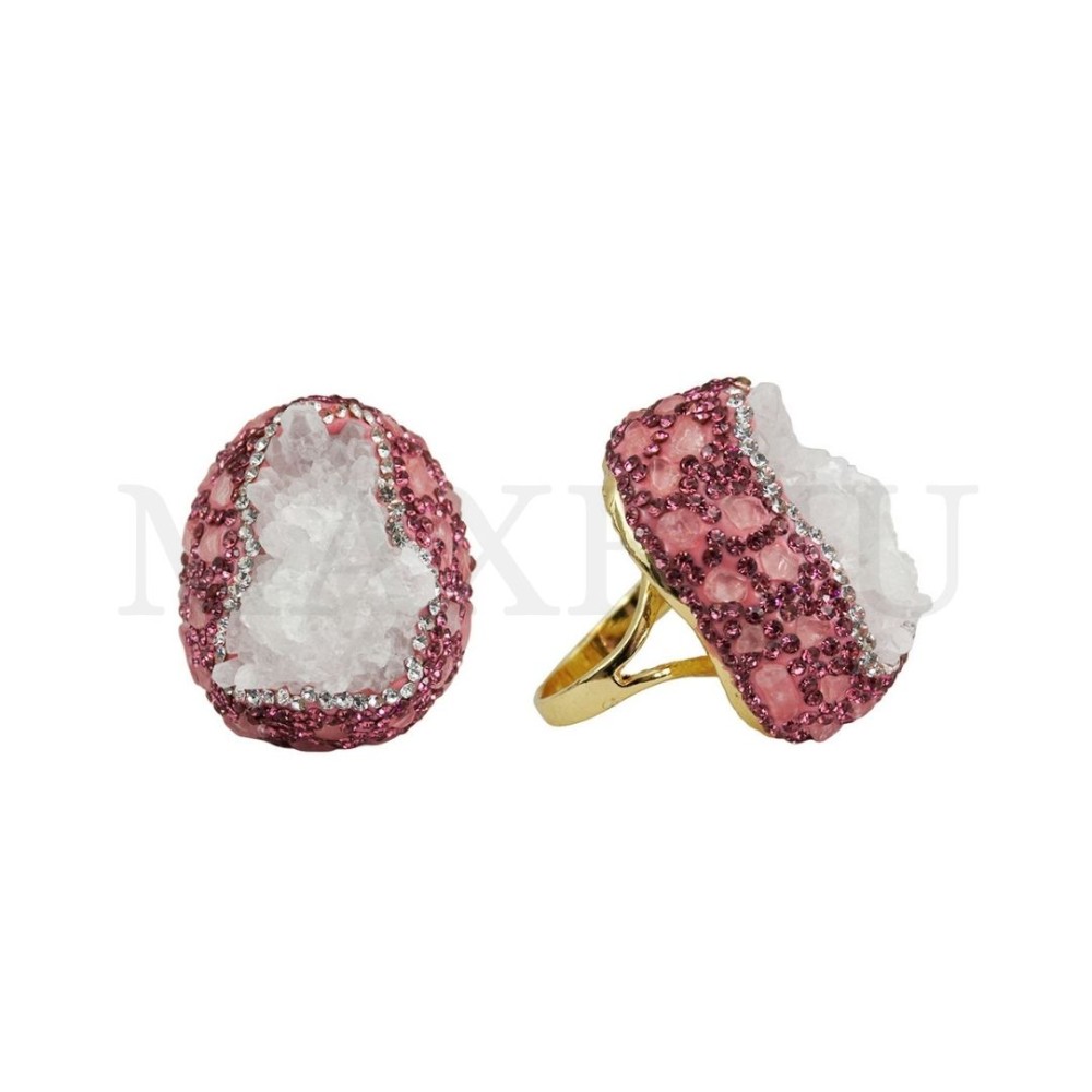 Adjustable Metal Rings with Natural Stone