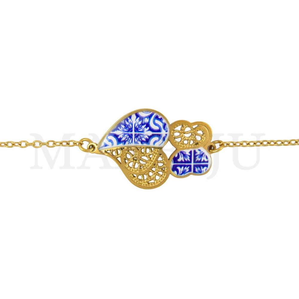Stainless Steel Portuguese Bracelet - Viana Heart 20cm
