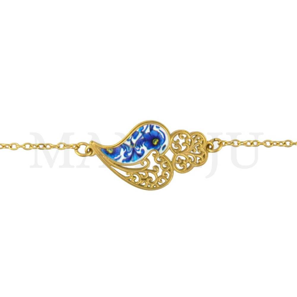 Stainless Steel Portuguese Bracelet - Viana Heart 20cm