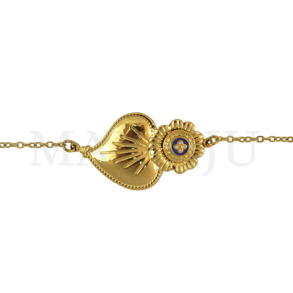 Stainless Steel Portuguese Bracelet - Viana Heart 20cm