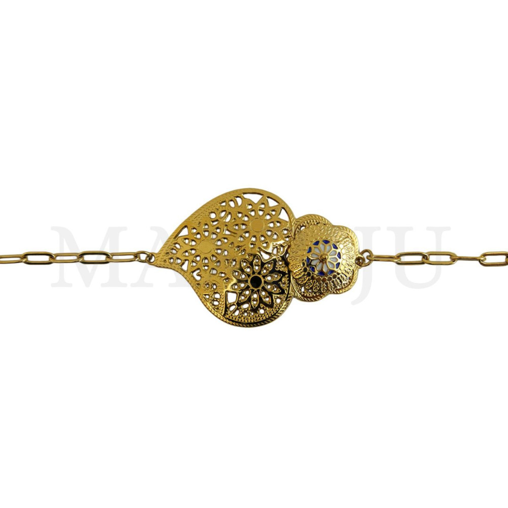 Stainless Steel Portuguese Bracelet - Viana Heart 20cm