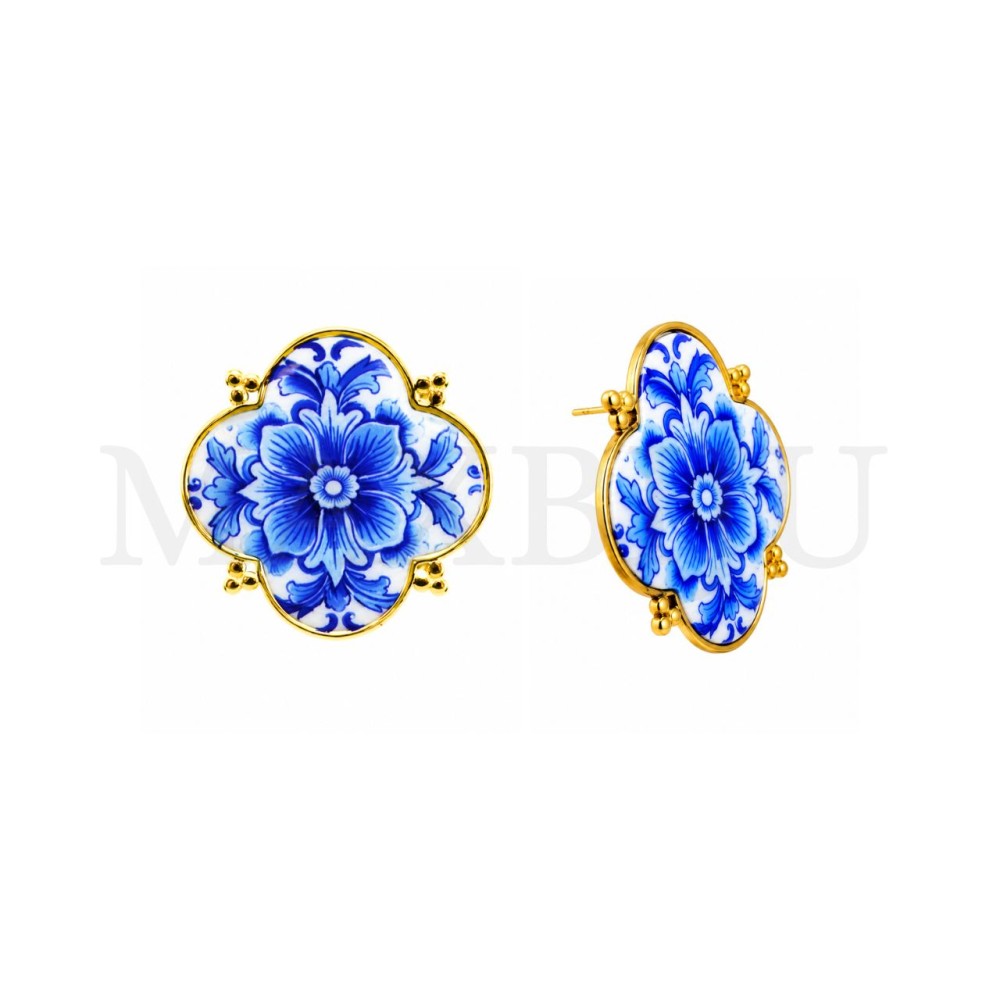 Portuguese Tile Stainless Steel Earring 31x31mm.