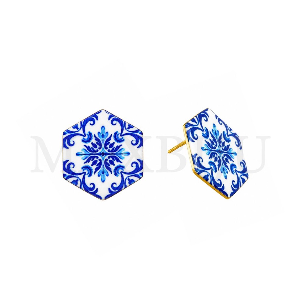 Portuguese Tile Stainless Steel Earring 22x25mm.