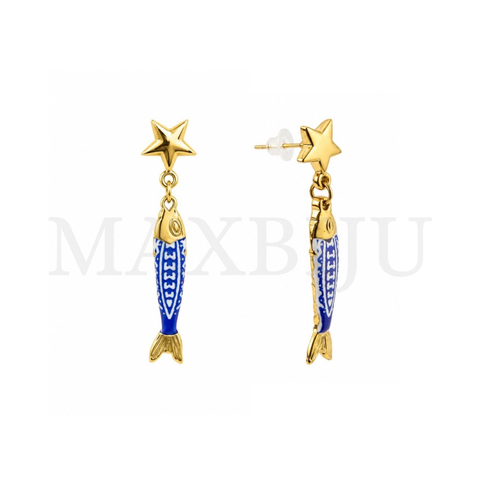 Portuguese Tile Stainless Steel Earring – Fish 8x51mm.