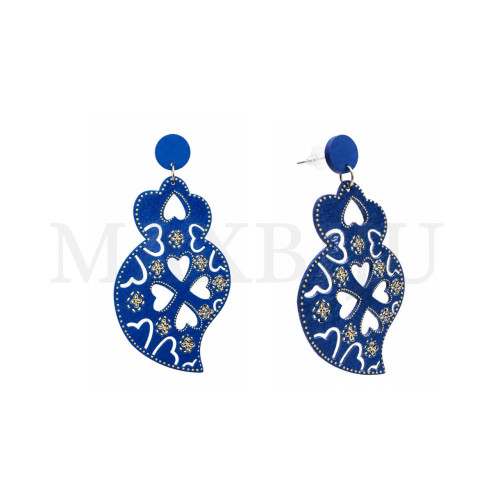 Viana Heart Wooden Earring 39x85mm.