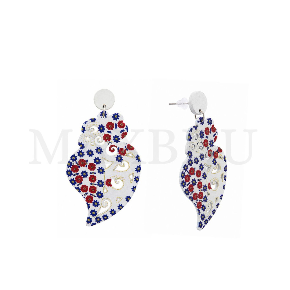 Viana Heart Wooden Earring 44x85mm.
