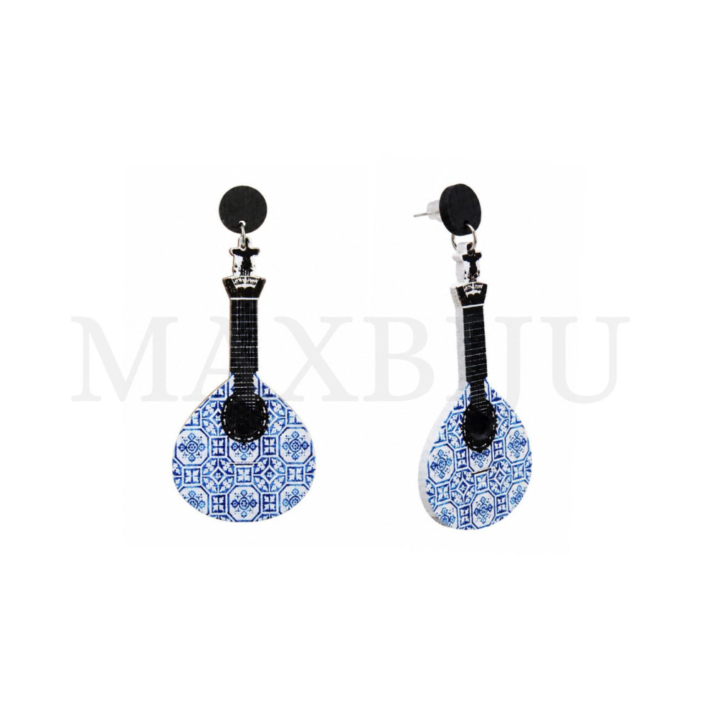 Wooden Earring - Lute 37x85mm.