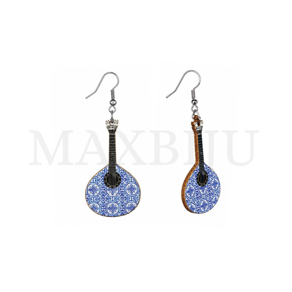Wooden Earring - Lute 26x50mm.