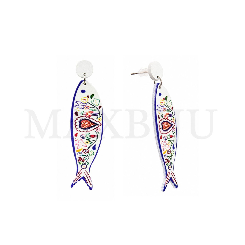 Wooden Earring – Fish 24x90mm.